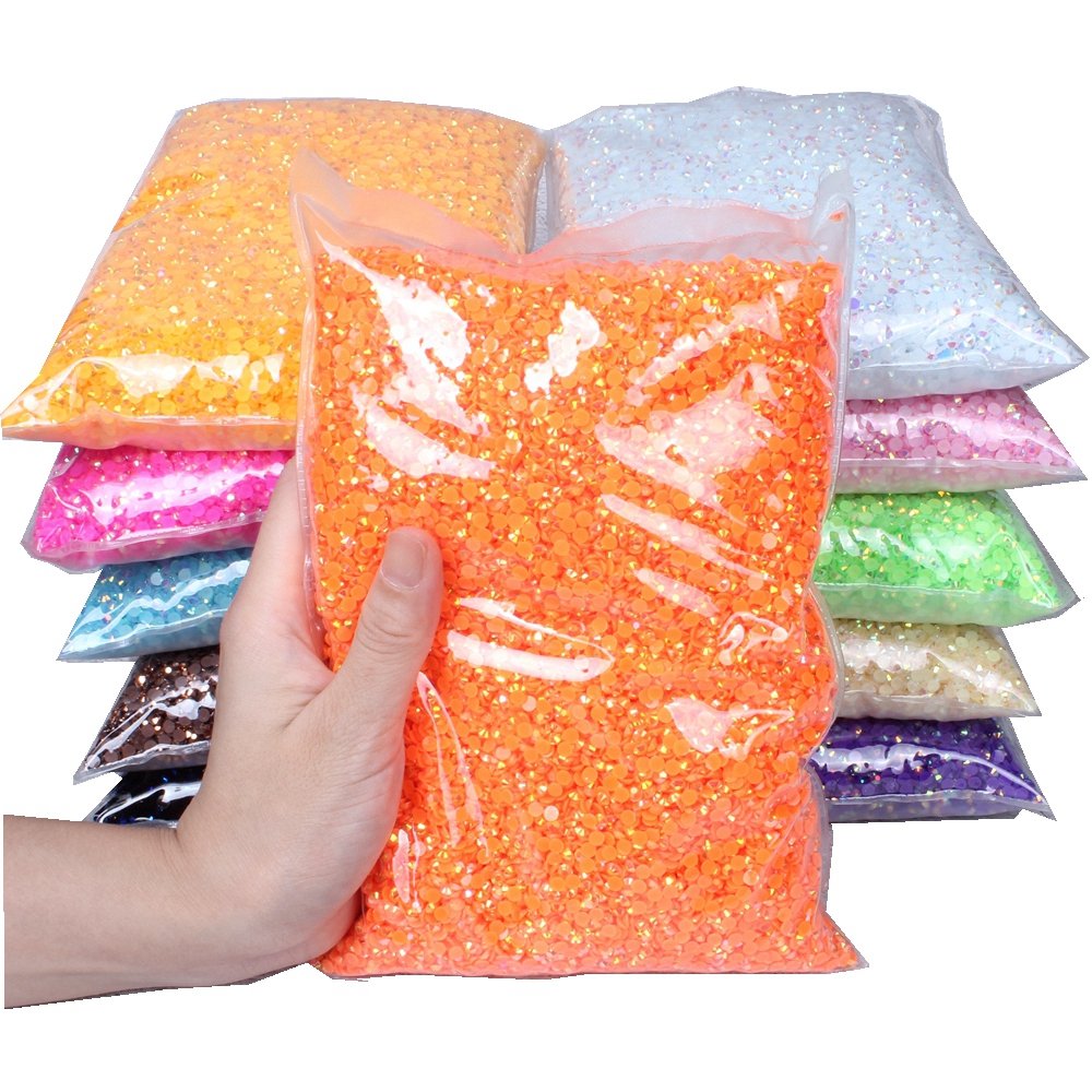 Clear AB Jelly AB Colors 50000pcs 4mm 3D Nail Gems Flatback Round Glue On Stones Resin Rhinestones For DIY Garment Decorations