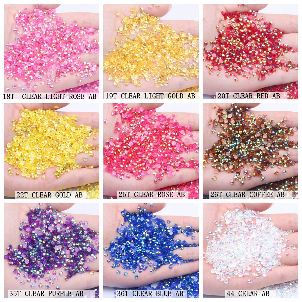 Clear AB Jelly AB Colors 50000pcs 4mm 3D Nail Gems Flatback Round Glue On Stones Resin Rhinestones For DIY Garment Decorations