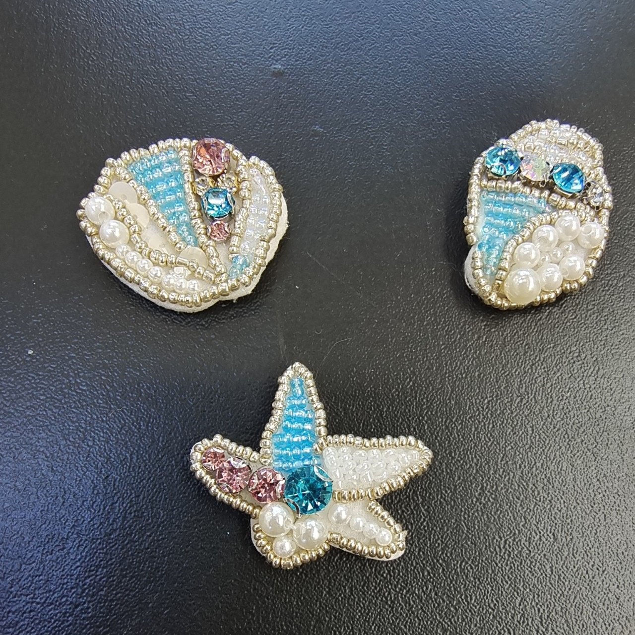 3pcs fresh handmade beaded cloth stickers, fashion patch stickers,decorative clothes appliques, rhinestone hand-sewn patches