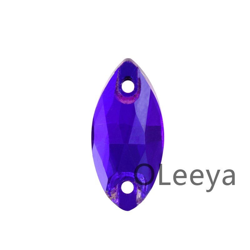 OLeeya 3A Quality Glass Sew On Rhinestones Purple Velvet Color Bikini Pear Shape Decoration Crystals for Leotards Dance Dress