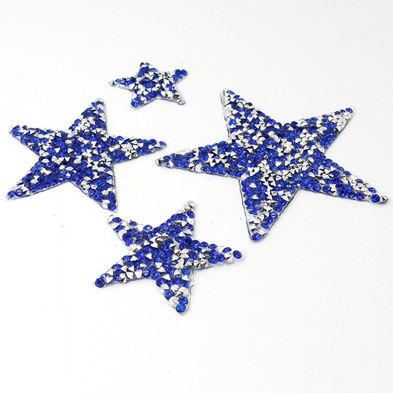 Wholesale Custom Design Gold Rhinestone Patch Star Iron On Embroidery Patches Rhinestone for Hats
