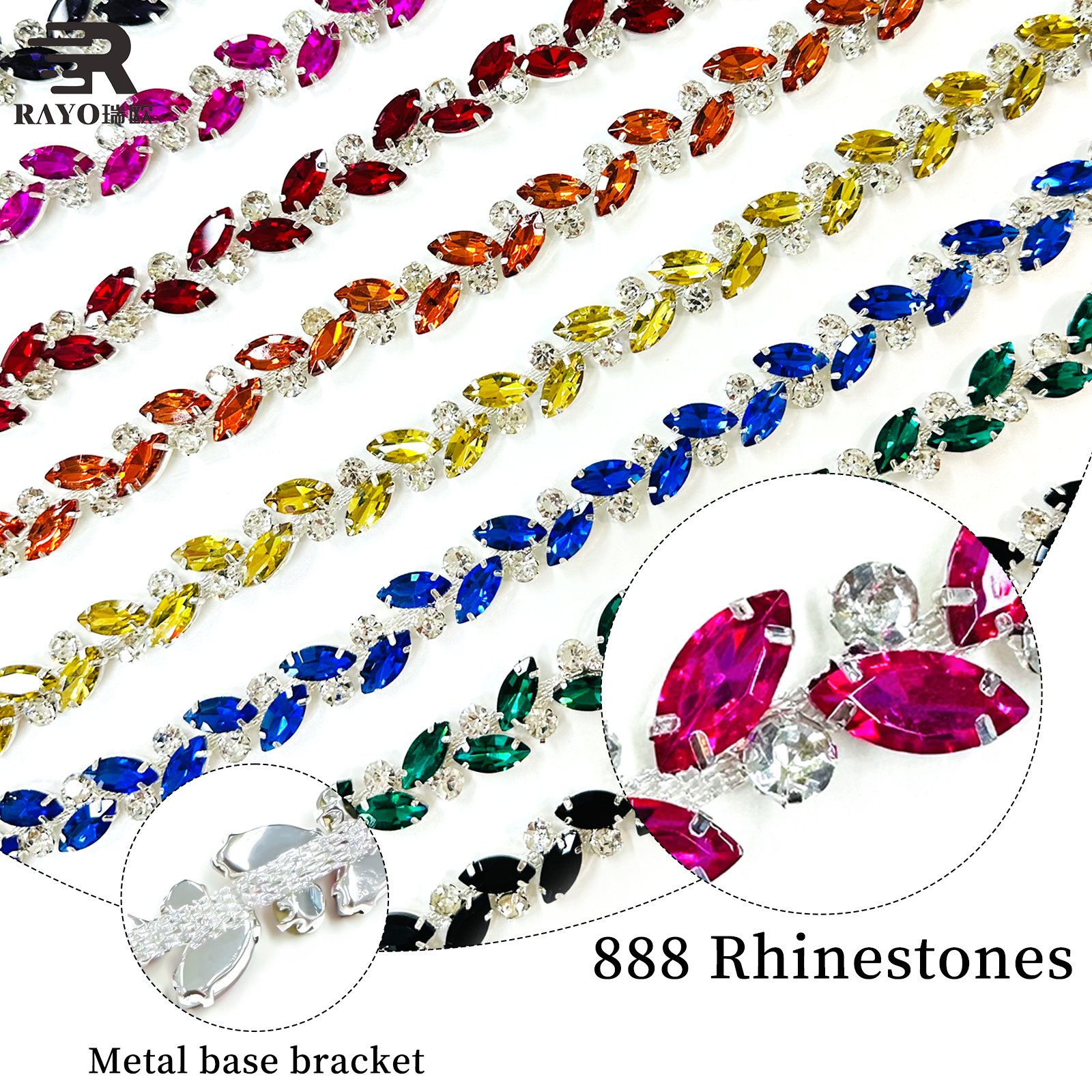 2024 New Arrival US Hot Sale Sapphire Red Color BlingBling Rhinestones Trimming Use for Performance Wear