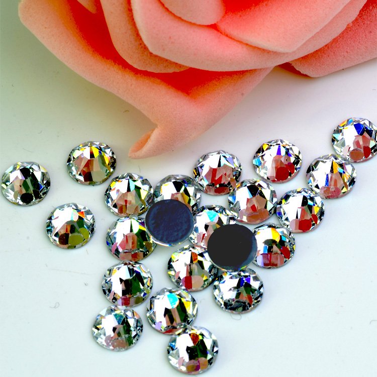 Factory direct sale ss10 500 gross bulk packing flatback 16 facets crystal AB hot fix rhinestone for rhinestone T-shirt transfer