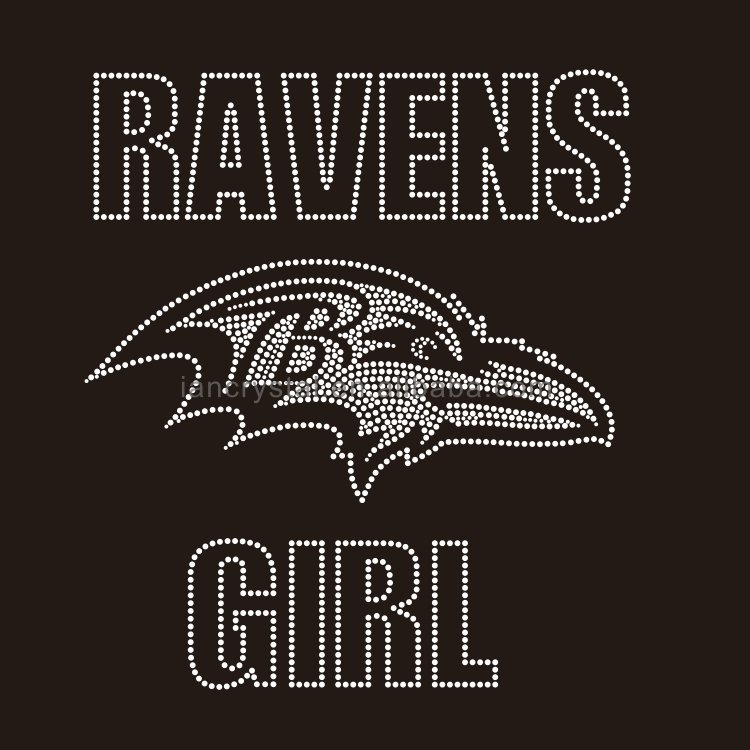 RAVENS Football Hot Fix Rhinestone Motif Heat Press Crystal Transfer Iron on Bling Diamond For DIY Shirt