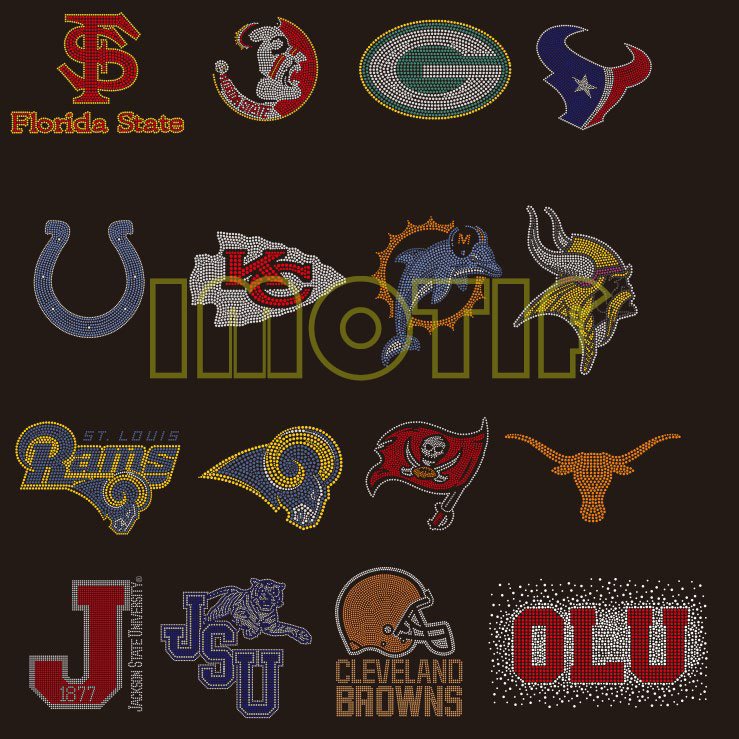 RAVENS Football Hot Fix Rhinestone Motif Heat Press Crystal Transfer Iron on Bling Diamond For DIY Shirt