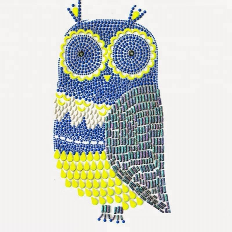 Custom-made lovely owl hot fix transfer rhinestone wholesale