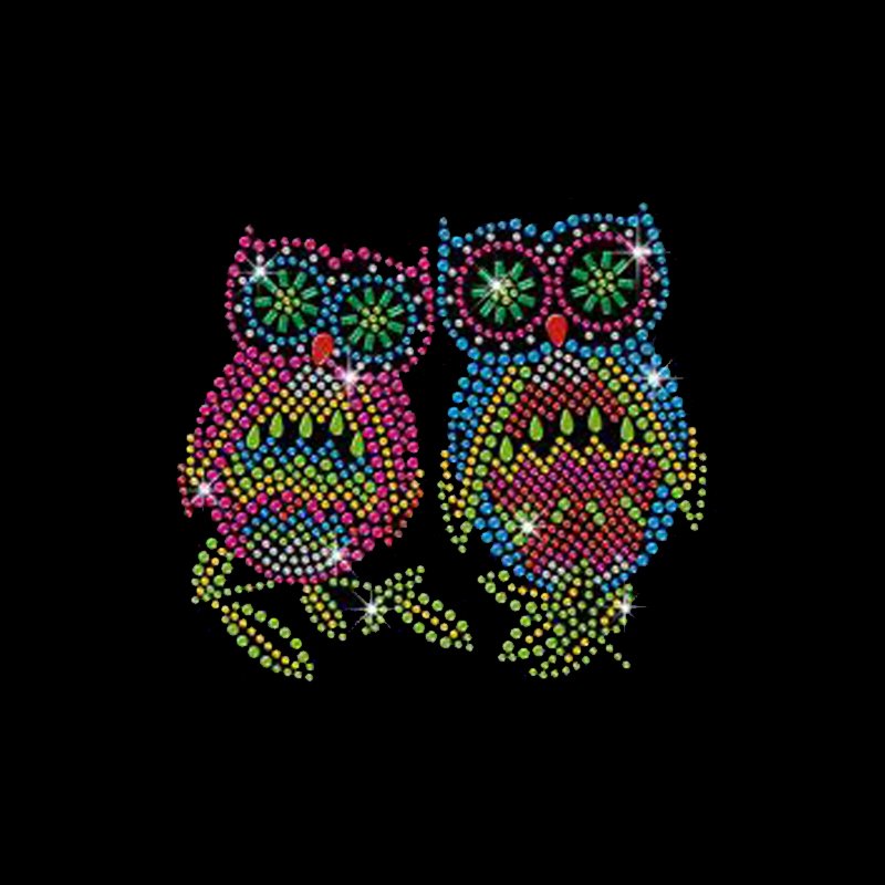 Custom-made lovely owl hot fix transfer rhinestone wholesale