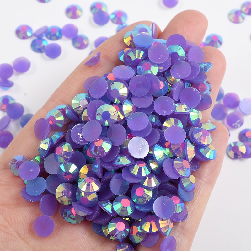 Wholesale 2mm 3mm 4mm 5mm 6mm Emerald AB Crystal Stones Flatback Jelly AB Crystal Resin Rhinestones For DIY