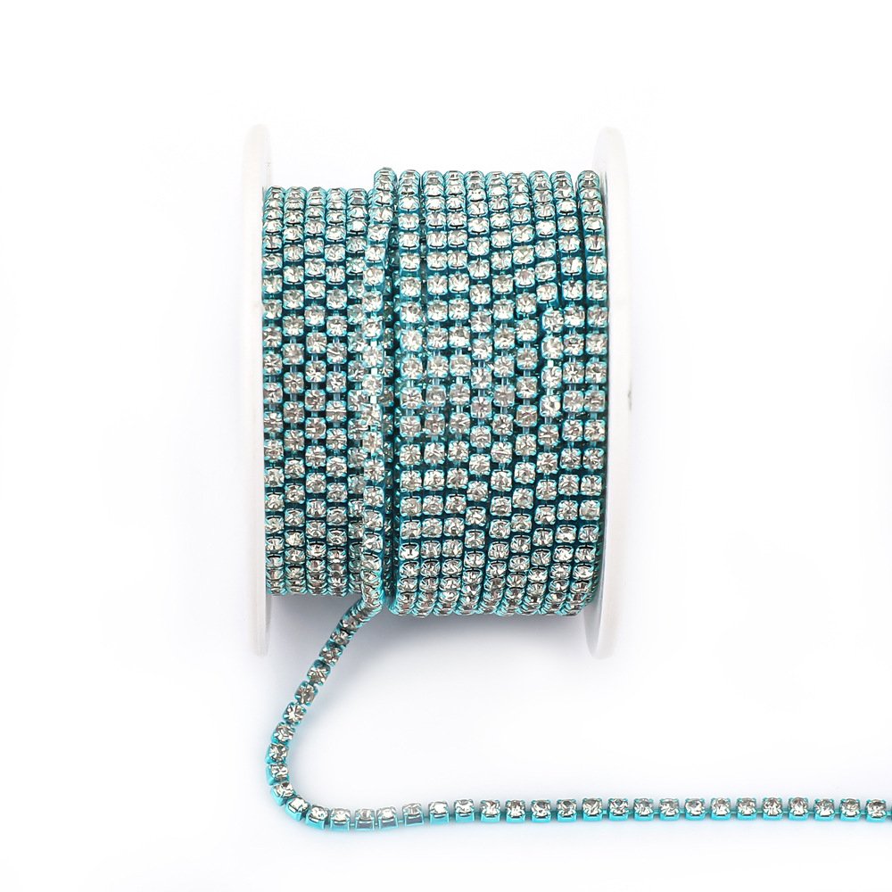 JC crystal SS6 SS8 SS12 rhinestone trim chain roll fabrics accessories colorful nail art decoration glass rhinestone cup chain
