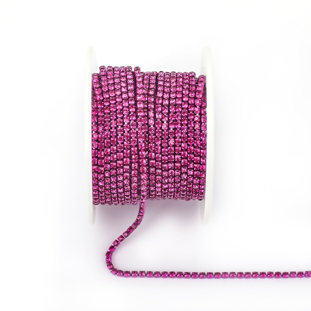 JC crystal SS6 SS8 SS12 rhinestone trim chain roll fabrics accessories colorful nail art decoration glass rhinestone cup chain