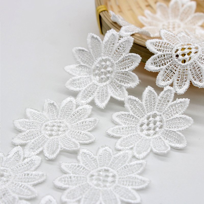 MSBJ679 White flowers milk silk water soluble lace handmade DIY hat skirt curtain sofa lace trim