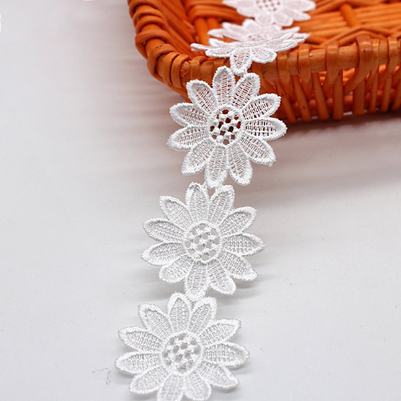 MSBJ679 White flowers milk silk water soluble lace handmade DIY hat skirt curtain sofa lace trim