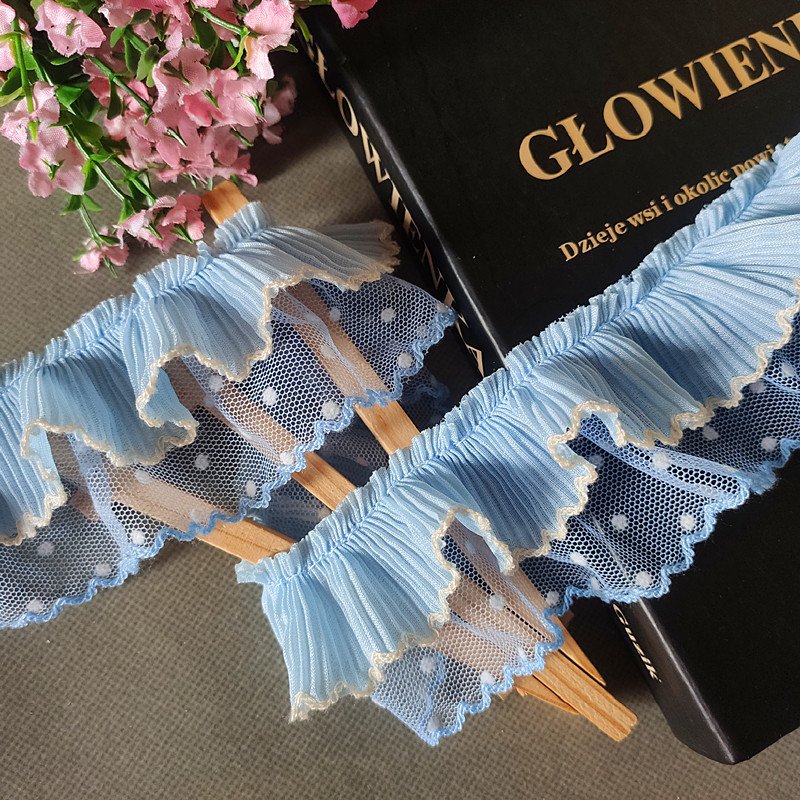 ZSY 5.5cm 2 layer lotus leaf lace tulle ruffle fabric dress accessories encrypted pleated chiffon Lace Trim