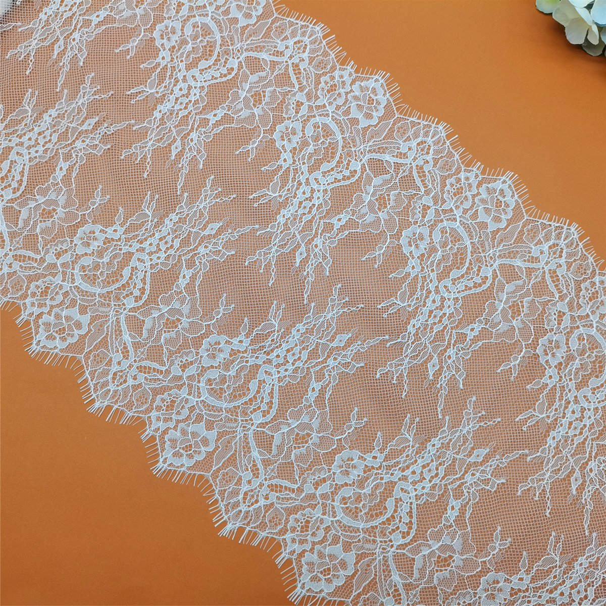 High Quality E1463 Jacquard Eyelash Lace Fabric White Black Soft Flower Trim 3 Meters Long Used Soft Stylish Clothing Dresses