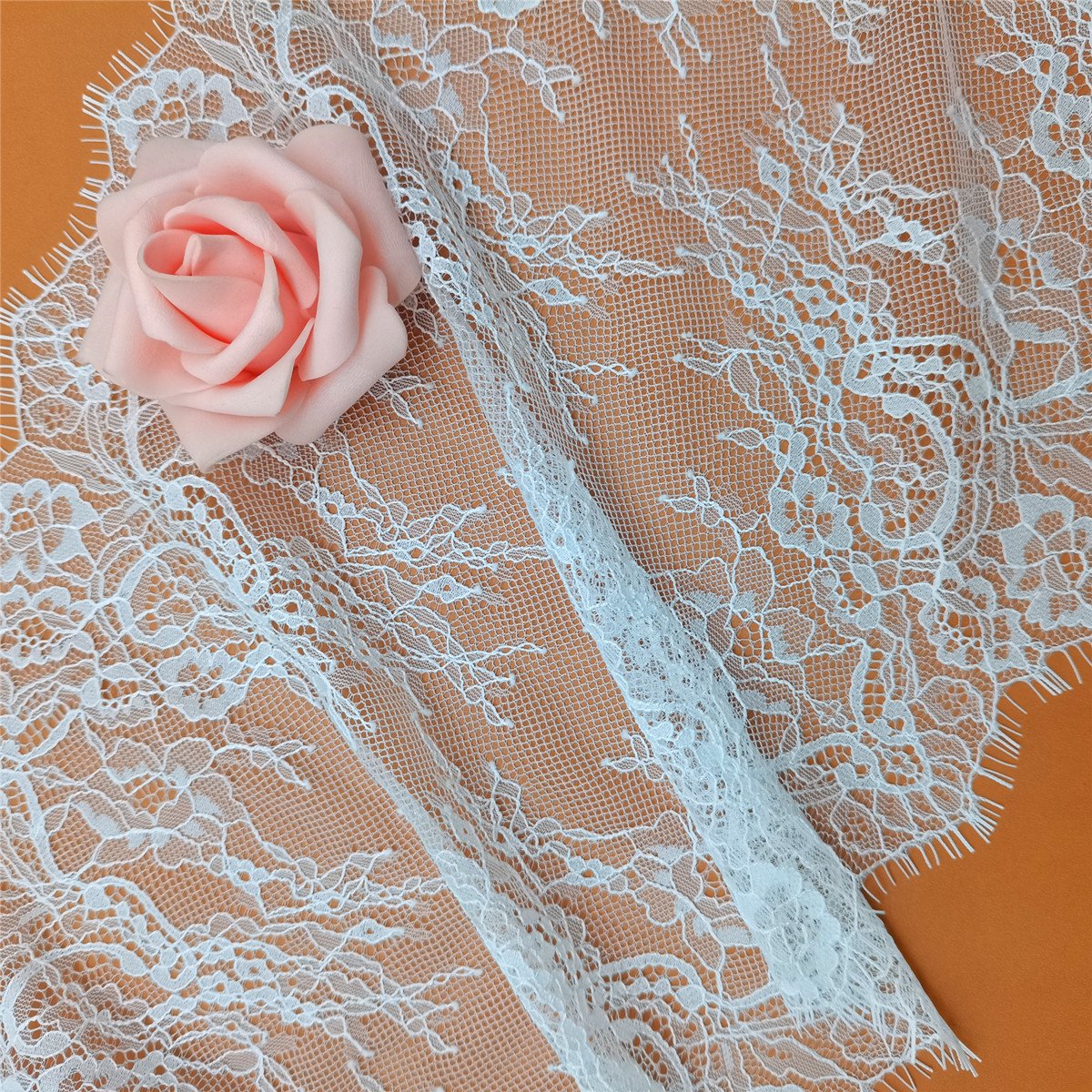 High Quality E1463 Jacquard Eyelash Lace Fabric White Black Soft Flower Trim 3 Meters Long Used Soft Stylish Clothing Dresses