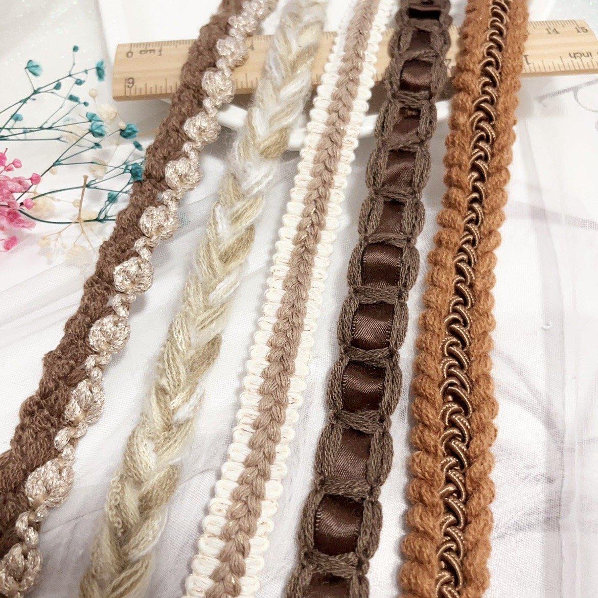 High Tenacity Embroidered 20mm Glitter Braided Macrame Crochet Lace Trim Hair Clip Headband Costume Sewing Craft