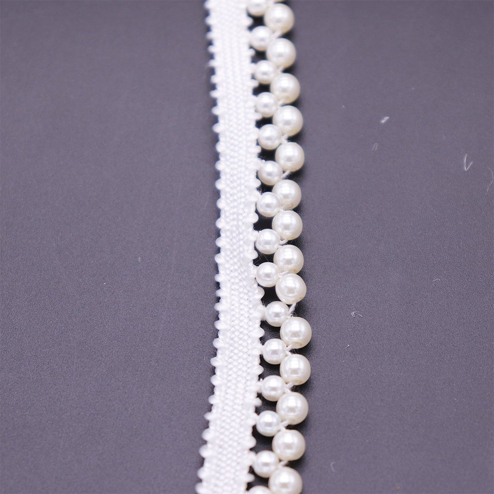 Factory Price Classic Hand Sewing Pearl Tape Bulk Polyester Lace Trim Collar Decoration Pearl Trim Lace
