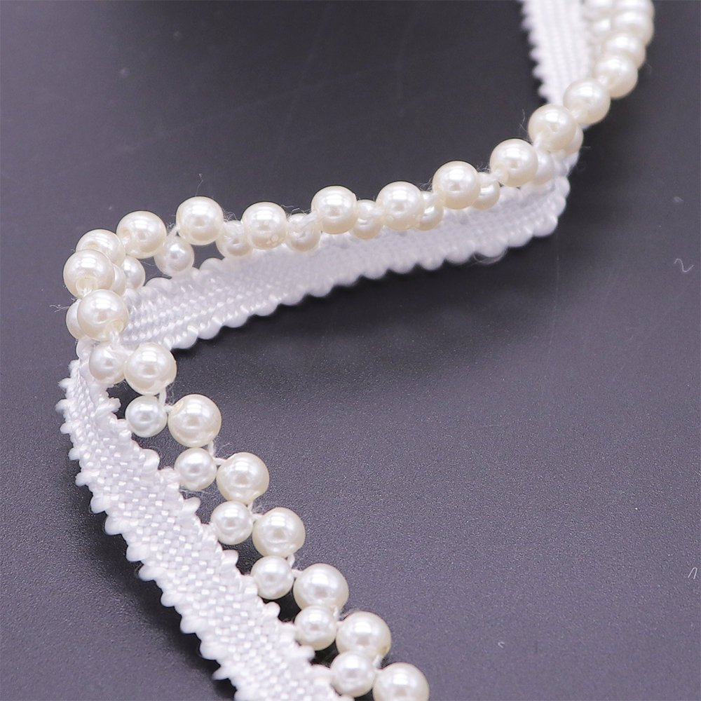 Factory Price Classic Hand Sewing Pearl Tape Bulk Polyester Lace Trim Collar Decoration Pearl Trim Lace