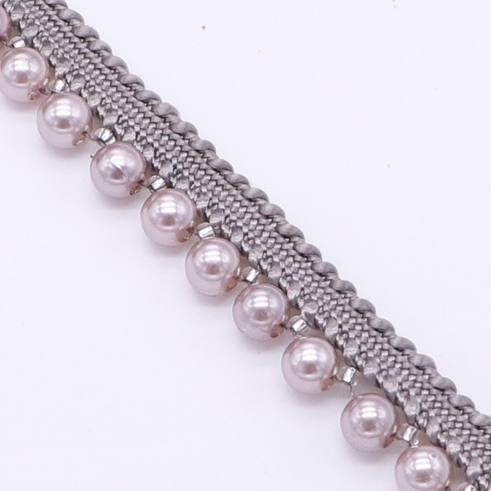 Factory Price Classic Hand Sewing Pearl Tape Bulk Polyester Lace Trim Collar Decoration Pearl Trim Lace