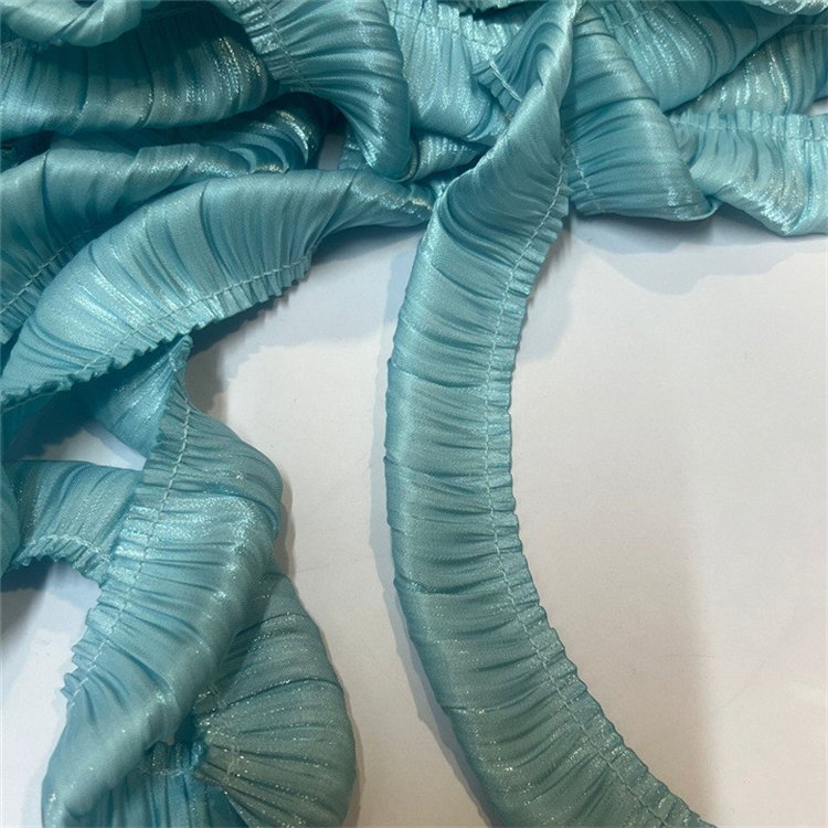 Wholesale Wedding Dress Pleated Ruffle Organza Trimmings Double Layer Silk Luster Wavy Lace Trim