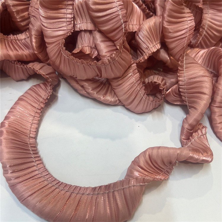 Wholesale Wedding Dress Pleated Ruffle Organza Trimmings Double Layer Silk Luster Wavy Lace Trim