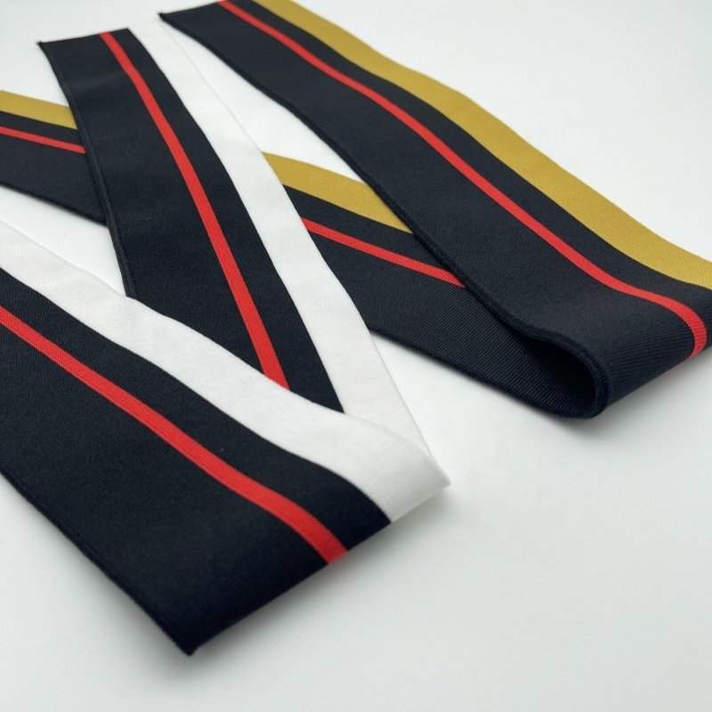 Custom Eco-friendly polyester ribbing collar jacquard knit neck trim