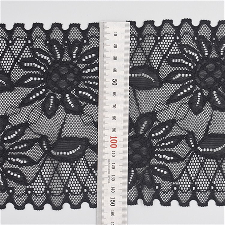 Hot Sale Wholesale Lace Trim Fabric Elastic Lace Flowers Embroidery Ribbon For Dress