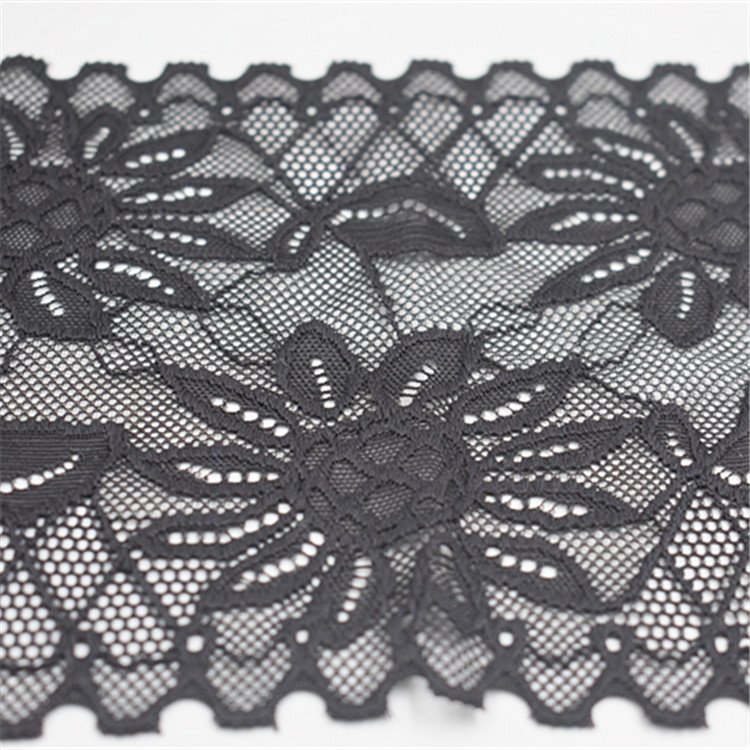 Hot Sale Wholesale Lace Trim Fabric Elastic Lace Flowers Embroidery Ribbon For Dress