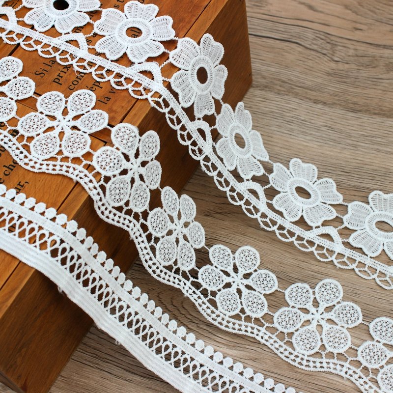 Zeal Manufacturer's Embroidered White Milk Silk Fabric Custom Chemical Lace Trimmings Sewing Fashion Bridal Clothing Wholesale