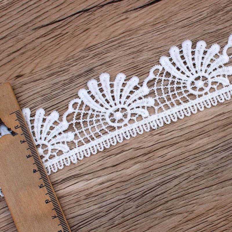Zeal Manufacturer's Embroidered White Milk Silk Fabric Custom Chemical Lace Trimmings Sewing Fashion Bridal Clothing Wholesale