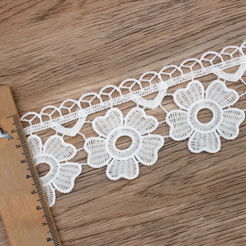 Zeal Manufacturer's Embroidered White Milk Silk Fabric Custom Chemical Lace Trimmings Sewing Fashion Bridal Clothing Wholesale