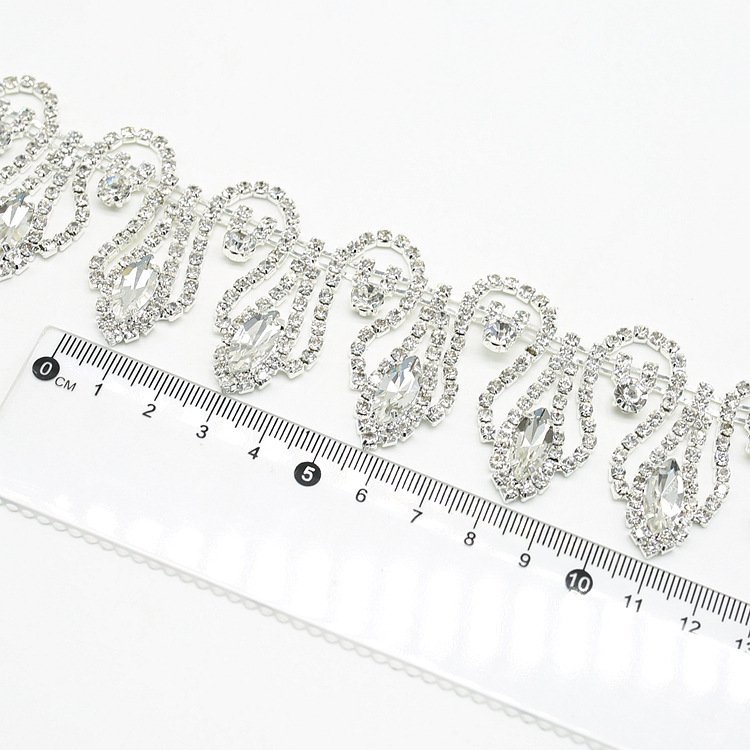 Handmade Clear Rhinestone Chain Trimmings Sew On Tassel Glass Cup Chain For Wedding Party Dress Clothes Jewelry Crafts Accessory