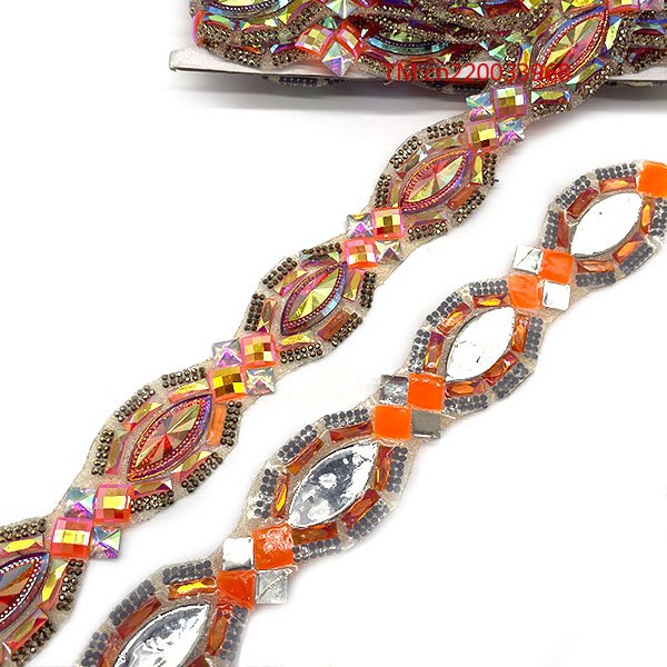 2024 new arrival iron on gem rhinestone trimming diamond crystal trim for carnival costume