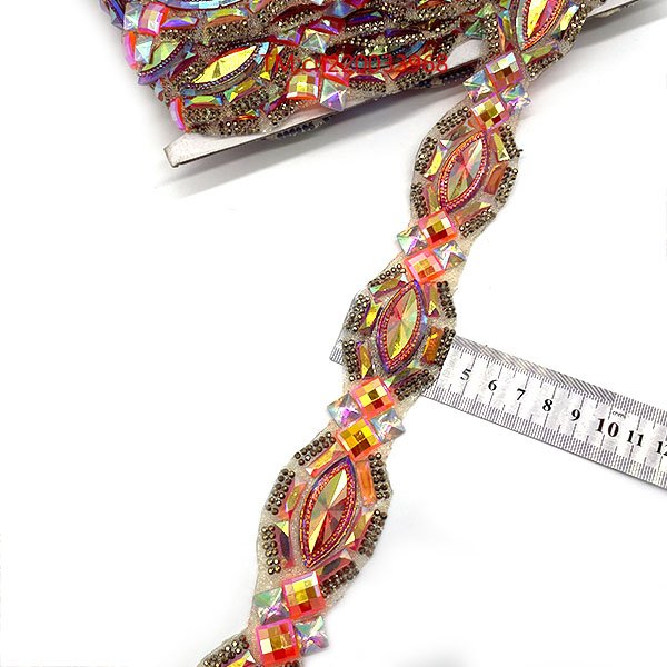 2024 new arrival iron on gem rhinestone trimming diamond crystal trim for carnival costume