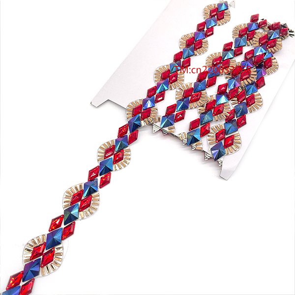 2024 new arrival iron on gem rhinestone trimming diamond crystal trim for carnival costume