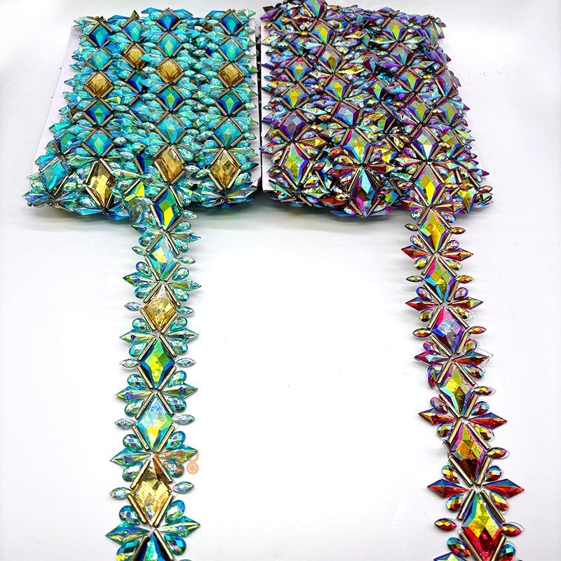 2025 New Hotfix Rhinestone Trim Iron On Resin Gem Rhinestone Carnival Trimming And Applique