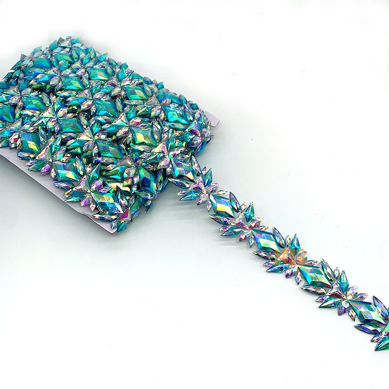 2025 New Hotfix Rhinestone Trim Iron On Resin Gem Rhinestone Carnival Trimming And Applique