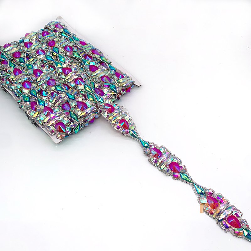 2025 New Hotfix Rhinestone Trim Iron On Resin Gem Rhinestone Carnival Trimming And Applique