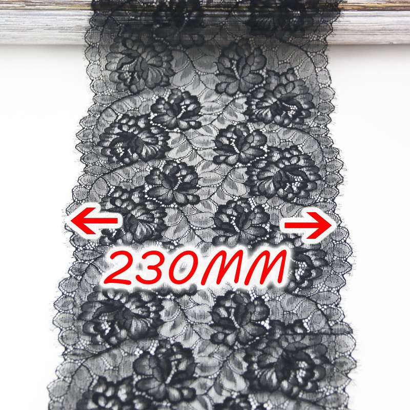 (3 meters) 23cm flower Stretch Lace Trims For Clothing Accessories Dress Sewing Applique Costume Lace Fabrics wholesale