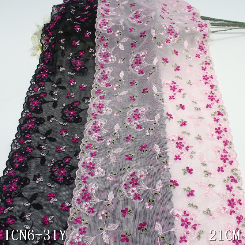 Romantic Nylon Mesh Fancy Flower Stretch Embroidery Hollowed Lace Trim For Women Bra Dress