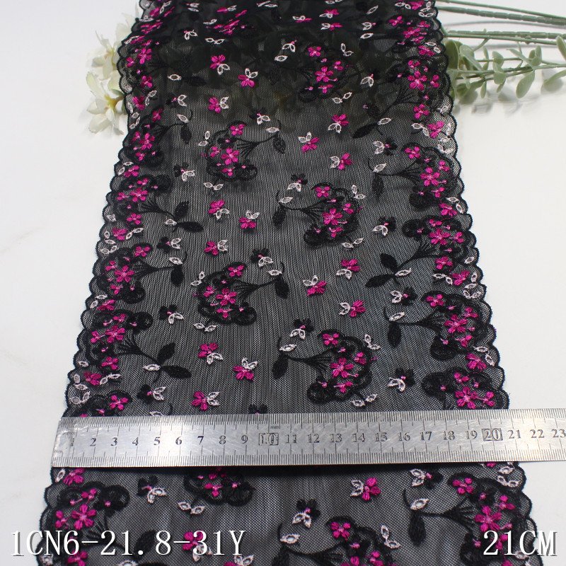 Romantic Nylon Mesh Fancy Flower Stretch Embroidery Hollowed Lace Trim For Women Bra Dress