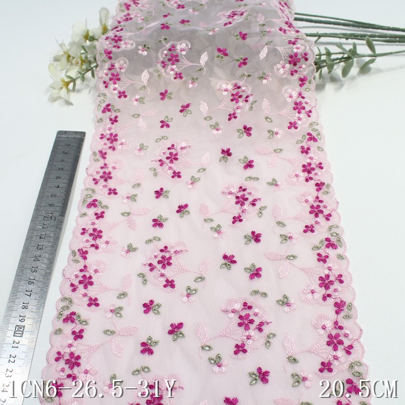Romantic Nylon Mesh Fancy Flower Stretch Embroidery Hollowed Lace Trim For Women Bra Dress