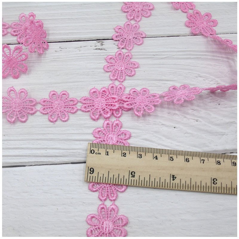 25mm colorful small embroidery lace trim polyester lace fabric daisy flower lace trim