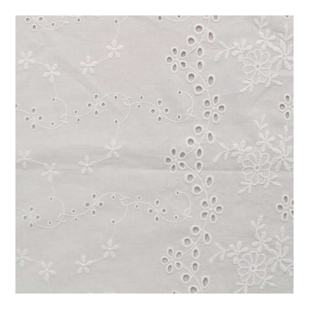 China Wholesale White 100% Cotton Woven Eyelet Embroidery Border Wedding Lace Flower Trim Fabric For Cloth On Sale