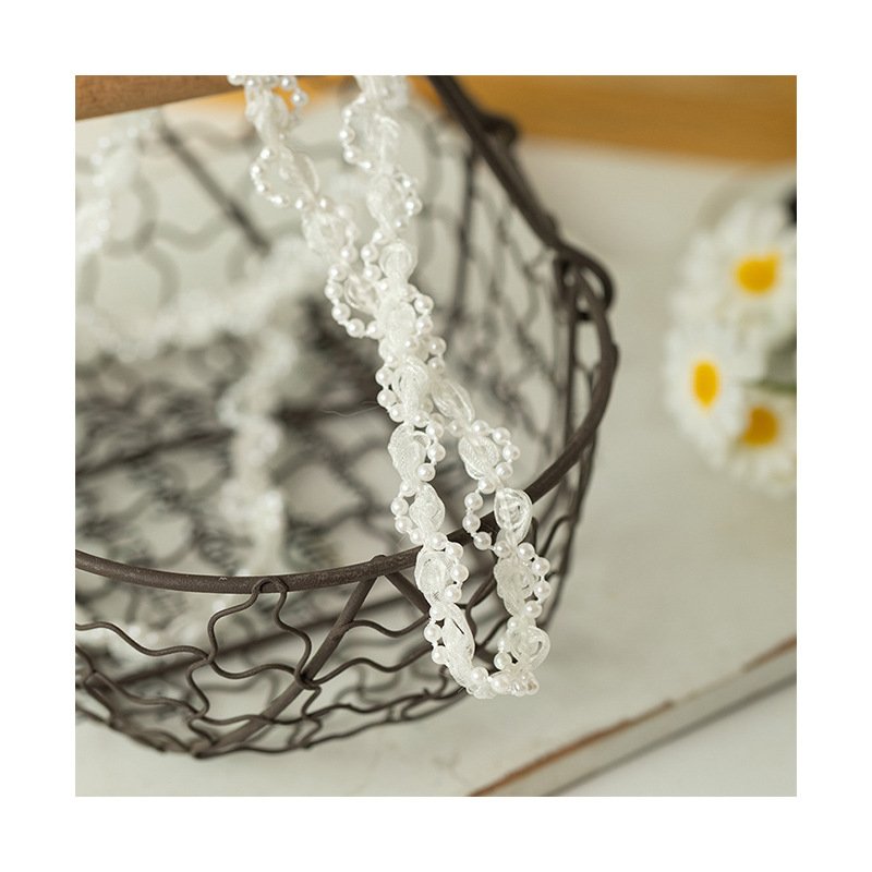 Factory direct sales 1.0CM rose yarn 3 mm pearl border small fragrance clothing toy doll decorative belt lace taim