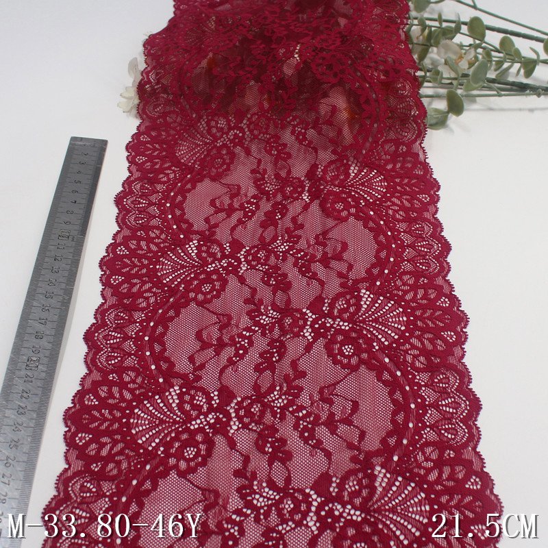 Wholesale Knitting Lace french lace trim 22cm wide black nylon spandex lace fabric for women