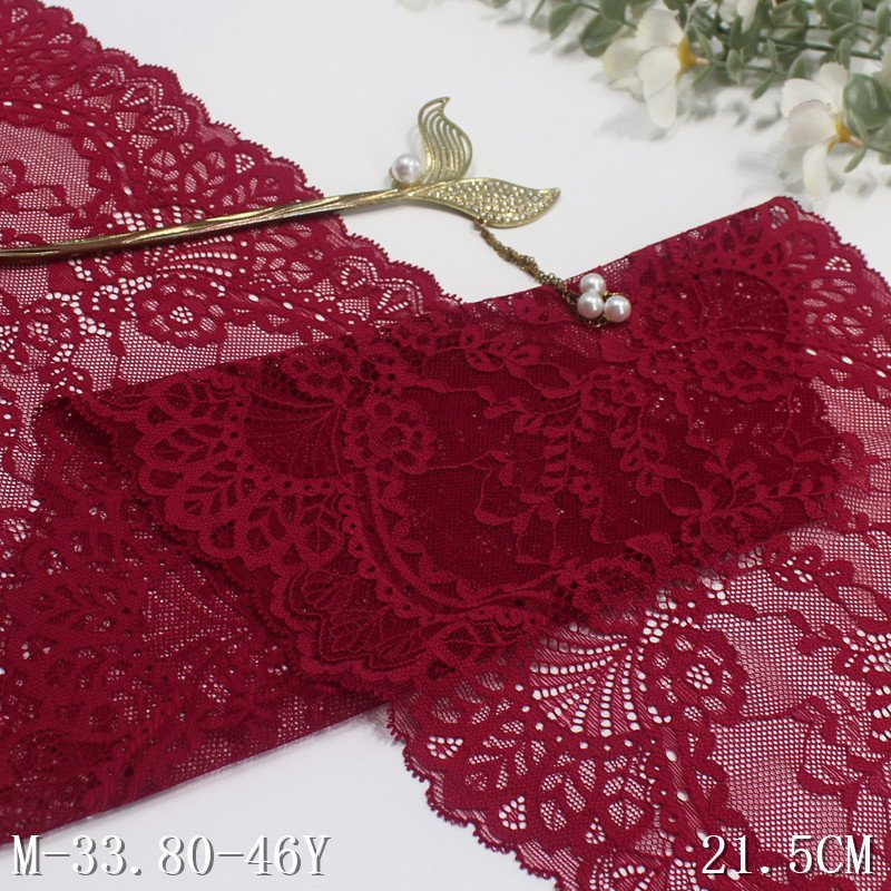 Wholesale Knitting Lace french lace trim 22cm wide black nylon spandex lace fabric for women