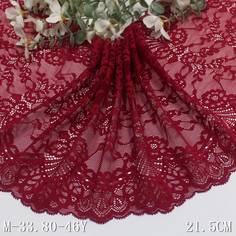 Wholesale Knitting Lace french lace trim 22cm wide black nylon spandex lace fabric for women