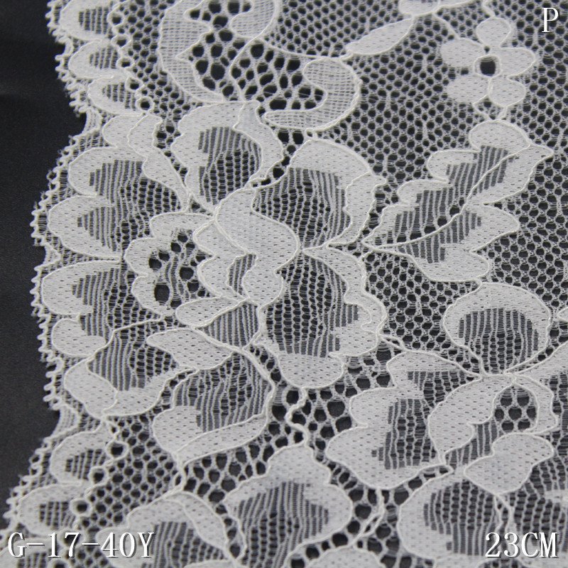 2024 High Quality White Stretch Elastic Lace Trim 23cm Width for Women's Lingerie Underwear Decoration