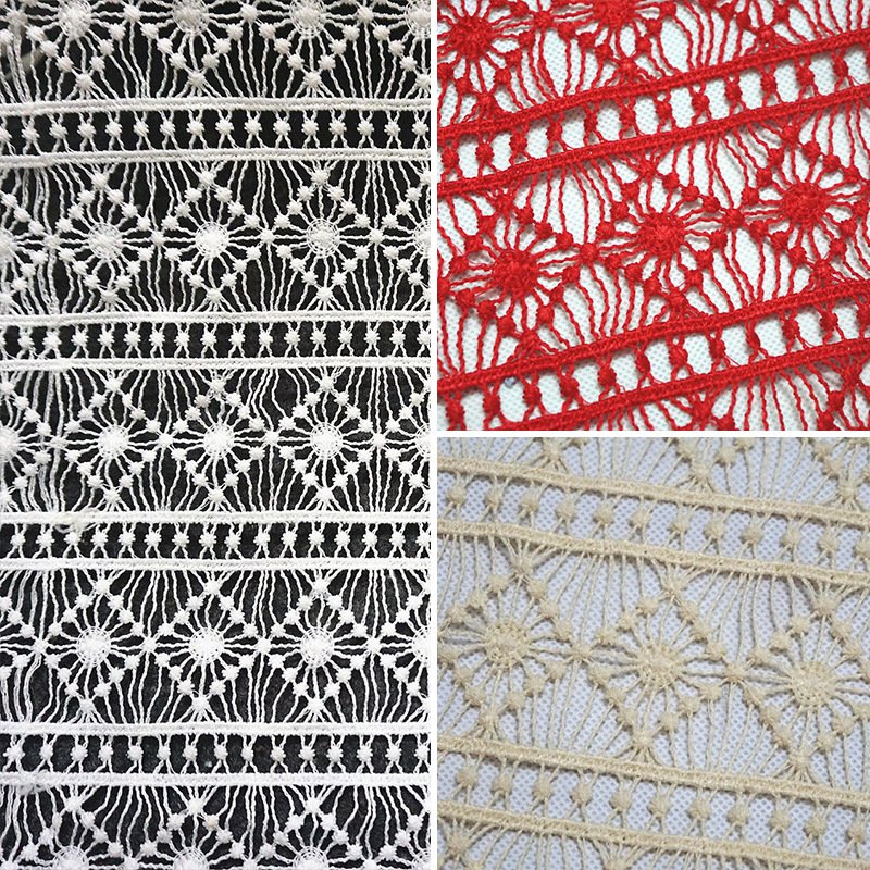 Cotton Lace Trimming For Garment White Guipure Lace Fabrics Water Soluble Fabric for Wedding